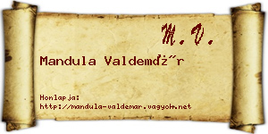 Mandula Valdemár névjegykártya
